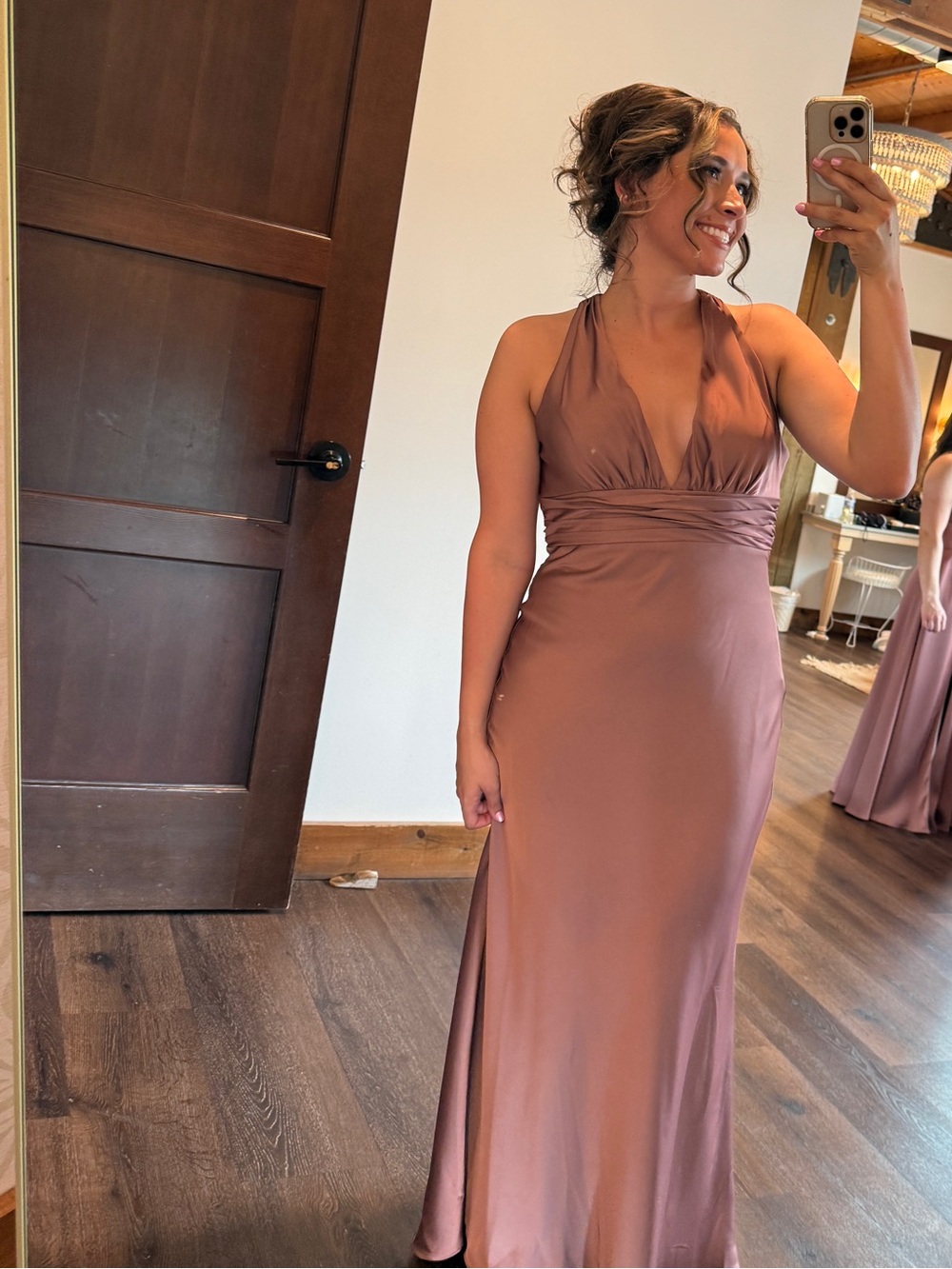 Kennedy Blue Satin Bridesmaid Dress Size 8 – Wine Color, Open Back,
